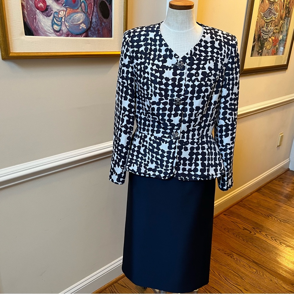 Especially Yours (Signature) –2 pc Navy and White Check blazer w/Navy Skirt– Siz